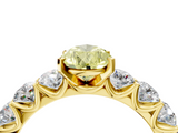 Yellow gold Fancy Yellow Pear  Diamond Prong Setting with Side Stones on a Pave Band_138