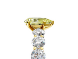 Yellow gold Fancy Yellow Pear  Diamond Prong Setting with Side Stones on a Pave Band_139