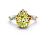 Yellow gold Fancy Yellow Pear  Diamond Solitaire Ring with Shared Prong Pavé Band_66