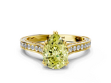 Yellow gold Fancy Yellow Pear  Diamond Solitaire with Pave Band and Six-Prong Setting_19