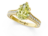 Yellow gold Fancy Yellow Pear  Diamond Solitaire with Pave Band and Six-Prong Setting_20