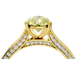 Yellow gold Fancy Yellow Pear  Diamond Solitaire with Pave Band and Six-Prong Setting_23