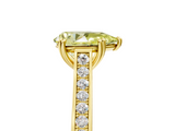 Yellow gold Fancy Yellow Pear  Diamond Solitaire with Pave Band and Six-Prong Setting_24