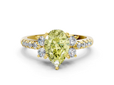 Yellow gold Fancy Yellow Pear  Diamond Three-Stone Pave Band with Four-Prong Setting_20