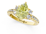 Yellow gold Fancy Yellow Pear  Diamond Three-Stone Pave Band with Four-Prong Setting_21