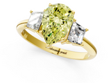 Yellow gold Fancy Yellow Pear  Diamond Three-Stone Ring with Trapezoid Side Stones and Prong Setting_18