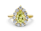 Yellow gold Fancy Yellow Pear  Halo Cluster Diamond Engagement Ring with Prong Setting and Polished Band_19