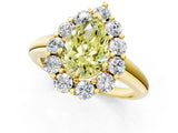 Yellow gold Fancy Yellow Pear  Halo Cluster Diamond Engagement Ring with Prong Setting and Polished Band_20