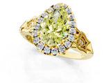 Yellow gold Fancy Yellow Pear  Halo Diamond Engagement Ring with Filigree Band and Four-Prong Setting_82
