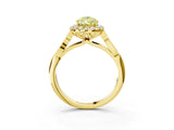 Yellow gold Fancy Yellow Pear  Halo Diamond Engagement Ring with Filigree Band and Four-Prong Setting_84