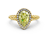 Yellow gold Fancy Yellow Pear  Halo Diamond Engagement Ring with Intricate Filigree Band and Four-Prong Setting_53