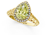 Yellow gold Fancy Yellow Pear  Halo Diamond Engagement Ring with Intricate Filigree Band and Four-Prong Setting_54
