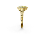Yellow gold Fancy Yellow Pear  Halo Diamond Engagement Ring with Intricate Filigree Band and Four-Prong Setting_55