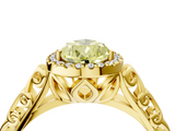 Yellow gold Fancy Yellow Pear  Halo Diamond Engagement Ring with Intricate Filigree Band and Four-Prong Setting_57