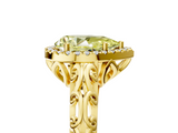 Yellow gold Fancy Yellow Pear  Halo Diamond Engagement Ring with Intricate Filigree Band and Four-Prong Setting_58