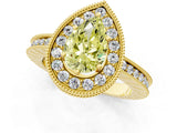 Yellow gold Fancy Yellow Pear  Halo Diamond Engagement Ring with Milgrain Pave Band and Four-Prong Setting_100