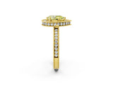 Yellow gold Fancy Yellow Pear  Halo Diamond Engagement Ring with Milgrain Pave Band and Four-Prong Setting_101