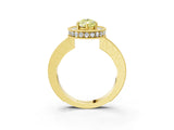 Yellow gold Fancy Yellow Pear  Halo Diamond Engagement Ring with Milgrain Pave Band and Four-Prong Setting_102