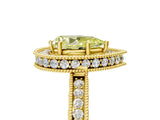 Yellow gold Fancy Yellow Pear  Halo Diamond Engagement Ring with Milgrain Pave Band and Four-Prong Setting_104