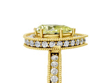 Yellow gold Fancy Yellow Pear  Halo Diamond Engagement Ring with Milgrain Pave Band and Four-Prong Setting_17