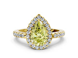 Yellow gold Fancy Yellow Pear  Halo Diamond Engagement Ring with Pavé Band and Four-Prong Setting_129