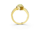 Yellow gold Fancy Yellow Pear  Halo Diamond Engagement Ring with Pavé Band and Four-Prong Setting_132