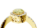 Yellow gold Fancy Yellow Pear  Halo Diamond Engagement Ring with Pavé Band and Four-Prong Setting_133