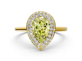 Yellow gold Fancy Yellow Pear  Halo Diamond Engagement Ring with Solitaire Band and Four-Prong Setting_20