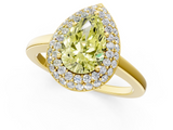 Yellow gold Fancy Yellow Pear  Halo Diamond Engagement Ring with Solitaire Band and Four-Prong Setting_21