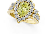 Yellow gold Fancy Yellow Pear  Halo Diamond Engagement Ring with Split Shank and Four-Prong Setting 1