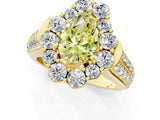 Yellow gold Fancy Yellow Pear  Halo Diamond Engagement Ring with Split Shank and Prong Setting_67