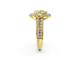 Yellow gold Fancy Yellow Pear  Halo Diamond Engagement Ring with Split Shank and Prong Setting_68
