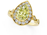 Yellow gold Fancy Yellow Pear  Halo Diamond Engagement Ring with Twisted Band and Four-Prong Setting 1