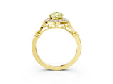 Yellow gold Fancy Yellow Pear  Halo Diamond Engagement Ring with Twisted Band and Four-Prong Setting 3