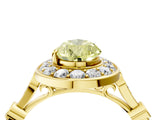 Yellow gold Fancy Yellow Pear  Halo Diamond Engagement Ring with Twisted Band and Four-Prong Setting 4