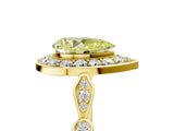 Yellow gold Fancy Yellow Pear  Halo Diamond Engagement Ring with Twisted Band and Four-Prong Setting 5