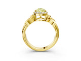 Yellow gold Fancy Yellow Pear  Halo Diamond Floral Band with Four-Prong Setting_58