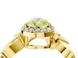 Yellow gold Fancy Yellow Pear  Halo Diamond Floral Band with Four-Prong Setting_59