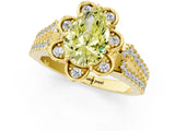 Yellow gold Fancy Yellow Pear  Halo Diamond Floral Split Shank Engagement Ring 1