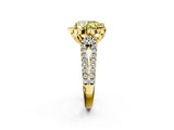 Yellow gold Fancy Yellow Pear  Halo Diamond Floral Split Shank Engagement Ring 2