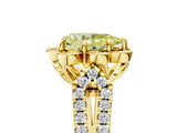 Yellow gold Fancy Yellow Pear  Halo Diamond Floral Split Shank Engagement Ring 5