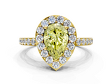 Yellow gold Fancy Yellow Pear  Halo Diamond Pavé Band Ring with Prong Setting_20