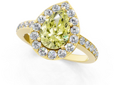 Yellow gold Fancy Yellow Pear  Halo Diamond Pavé Band Ring with Prong Setting_21