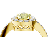 Yellow gold Fancy Yellow Pear  Halo Diamond Pavé Band Ring with Prong Setting_24