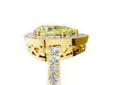 Yellow gold Fancy Yellow Pear  Halo Diamond Pavé Band Ring with Prong Setting_25