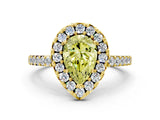 Yellow gold Fancy Yellow Pear  Halo Diamond Pavé Solitaire Ring_57