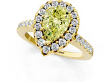 Yellow gold Fancy Yellow Pear  Halo Diamond Pavé Solitaire Ring_58