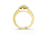 Yellow gold Fancy Yellow Pear  Halo Diamond Pavé Solitaire Ring_60