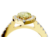 Yellow gold Fancy Yellow Pear  Halo Diamond Pavé Solitaire Ring_61