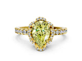 Yellow gold Fancy Yellow Pear  Halo Diamond Pave Band Ring with Four-Prong Setting_15